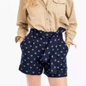 J. Crew Navy Bumble Bee High-Waisted Shorts